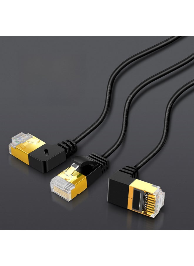 Generic Class 7 Network Cable Elbow 10 Trillion Double Shielded Twisted Pair Household Pure Copper High-speed Class 6 Network Finished Fine Wire Network Cable-Color:Right Bend-Line Length:3 M  - Image 3
