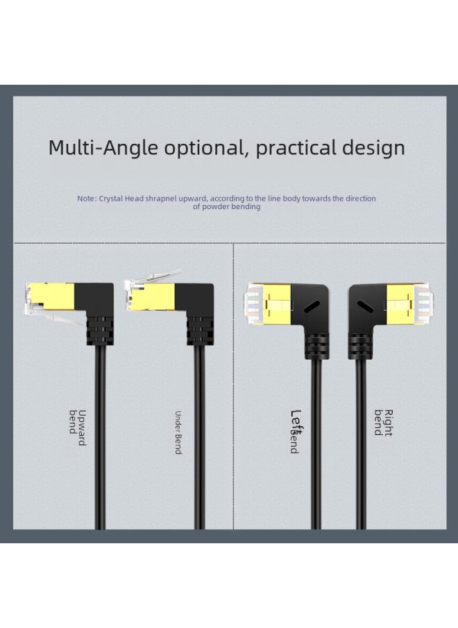 Generic Class 7 Network Cable Elbow 10 Trillion Double Shielded Twisted Pair Household Pure Copper High-speed Class 6 Network Finished Fine Wire Network Cable-Color:Right Bend-Line Length:3 M  - Image 4