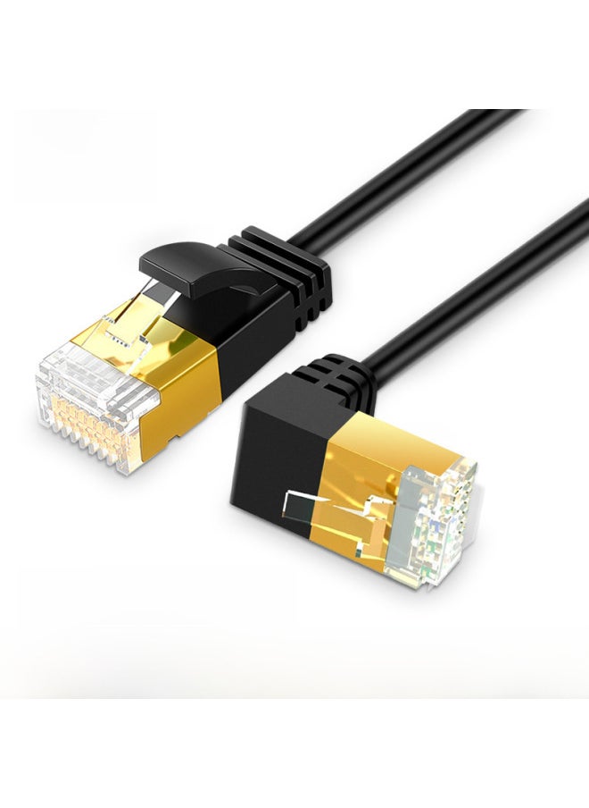 Generic Class 7 Network Cable Elbow 10 Trillion Double Shielded Twisted Pair Household Pure Copper High-speed Class 6 Network Finished Fine Wire Network Cable-Color:Right Bend-Line Length:3 M  - Image 2