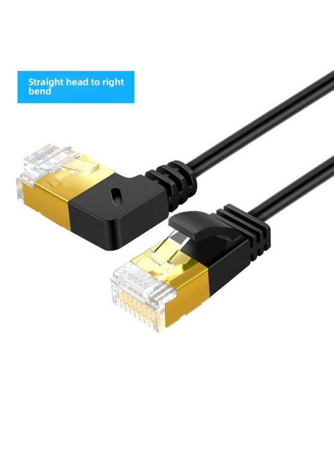 Generic Class 7 Network Cable Elbow 10 Trillion Double Shielded Twisted Pair Household Pure Copper High-speed Class 6 Network Finished Fine Wire Network Cable-Color:Right Bend-Line Length:3 M  - Image 1