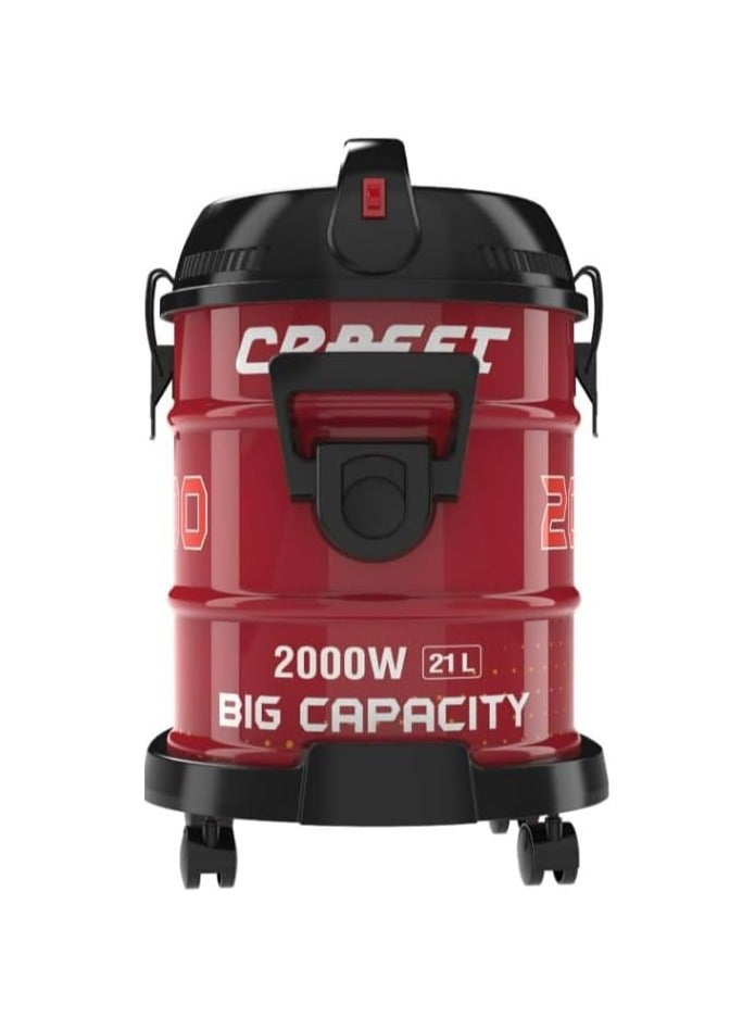 Crafft Vaccume Cleaner, 2000W, 21L, Red - CDVC21L2000WM - Image 2