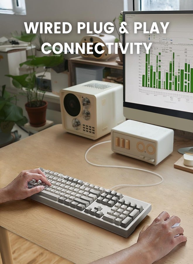 بيريكس لوحة مفاتيح Perixx PERIBOARD-108M، سلكية ميكانيكية كاملة الحجم بمنفذ USB - مفاتيح بنية اللون - لون رمادي/أبيض كلاسيكي - لغة إنجليزية أمريكية - Image 3