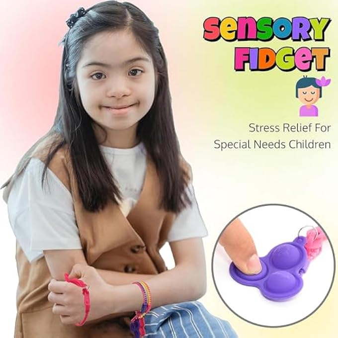 UpBrands 48 Upgraded Pop-It Zipper Bracelets For Kids, ADHD Fidget Toys, Fidgets For Kids, Anxiety Relief Fidget Toys, Kit For Halloween Trinkets, Goody Bags & Easter Eggs Hunt Fillers - Image 5
