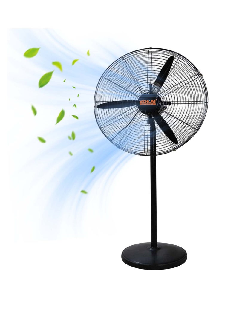 بوناي مروحة تبريد صناعية هادئة، موفرة للطاقة، بقوة 230 واط للمساحات الكبيرة (تدفق هواء 145 متر مكعب/دقيقة) مروحة حامل متذبذبة مقاس 26 بوصة - Image 1