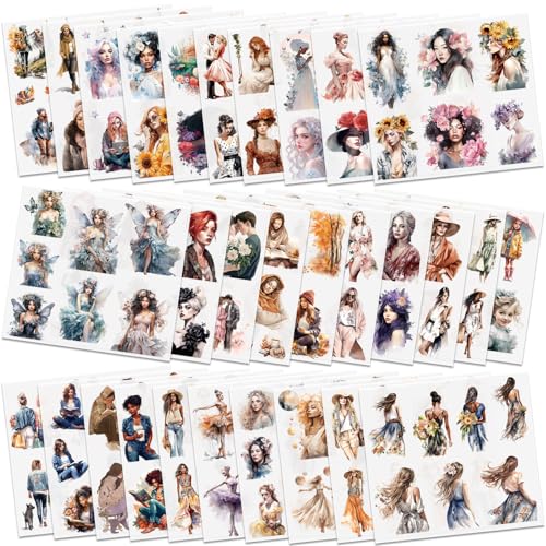 Knaid People Scrapbook Sticker Set (30 Sheets, 236 Assorted Pieces) - Journaling Scrapbooking Stickers Planner Sticker Dolls with Diverse Girls & Women for Junk Journal Supplies Laptops Water Bottles - Image 1