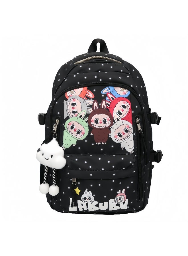 لابوبو حقيبة ظهر لابوبس الجديدة كبيرة الحجم برسومات كرتونية، مناسبة للسفر، متعددة الاستخدامات، مطبوعة بشكل رائع، حقيبة مدرسية عصرية سهلة الحمل للرجال والنساء 43*30*19 سم - Image 1