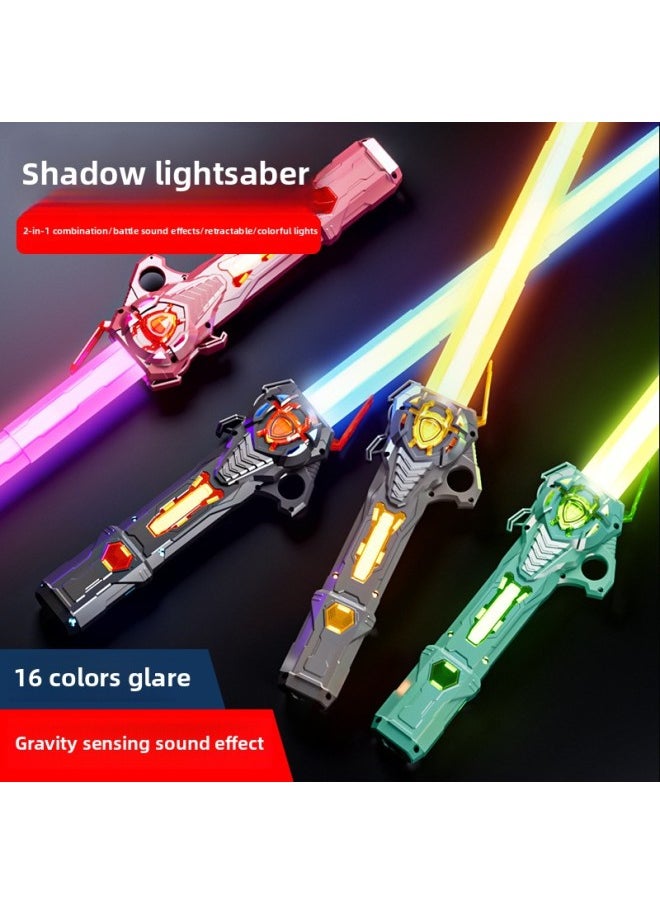 null - 16 Color Retractable Lightsaber Star Wars Laser Sword Kids Toy Luminous Boy Glow Stick Cross Border Flash Sword-Color:High-quality Alloy [second-generation Rechargeable Version] Two-in-one Silver Gravity Sensing Sound Effect - - Image 1