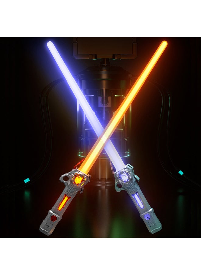 null - 16 Color Retractable Lightsaber Star Wars Laser Sword Kids Toy Luminous Boy Glow Stick Cross Border Flash Sword-Color:High-quality Alloy [second-generation Rechargeable Version] Two-in-one Silver Gravity Sensing Sound Effect - - Image 1