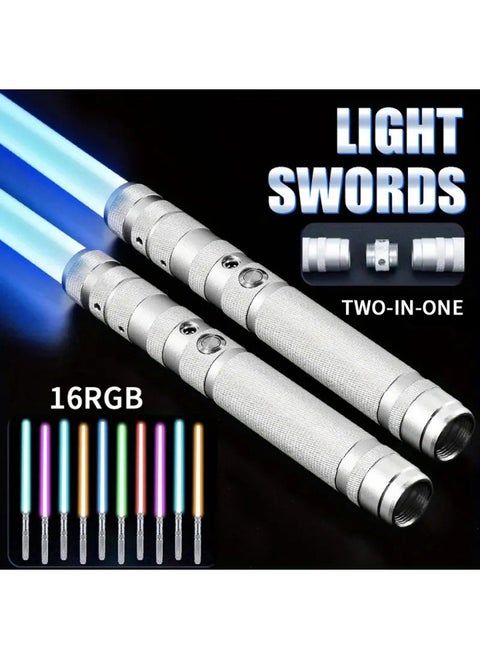 16 Color Retractable Lightsaber Star Wars Laser Sword Kids Toy Luminous Boy Glow Stick Cross Border Flash Sword-Color:High-quality Alloy [second-generation Rechargeable Version] Two-in-one Silver Gravity Sensing Sound Effect -