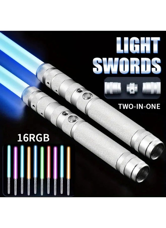 null - 16 Color Retractable Lightsaber Star Wars Laser Sword Kids Toy Luminous Boy Glow Stick Cross Border Flash Sword-Color:High-quality Alloy [second-generation Rechargeable Version] Two-in-one Silver Gravity Sensing Sound Effect - - Image 1