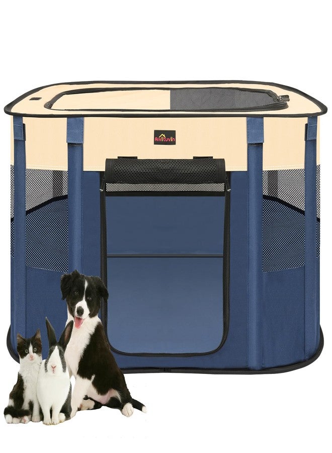 Aivituvin Dog Playpen, Pet Playpen, Foldable Kitten cage Puppy Play Pen, Portable Dog Kennel Tent Crate, Indoor Outdoor Travel Camping Use for Small Animals with Carrying Case (Blue L) - Image 1