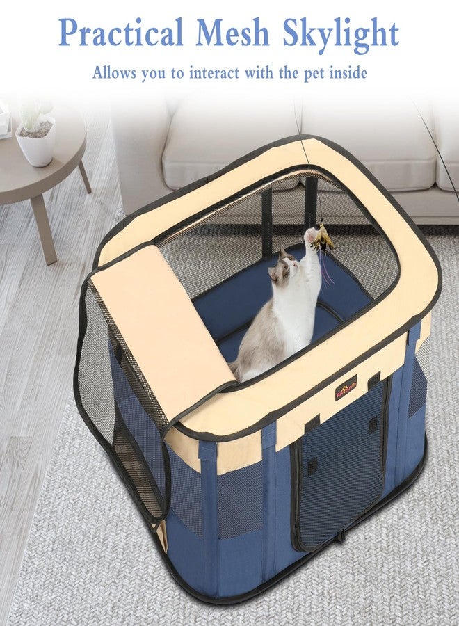 Aivituvin Dog Playpen, Pet Playpen, Foldable Kitten cage Puppy Play Pen, Portable Dog Kennel Tent Crate, Indoor Outdoor Travel Camping Use for Small Animals with Carrying Case (Blue L) - Image 3