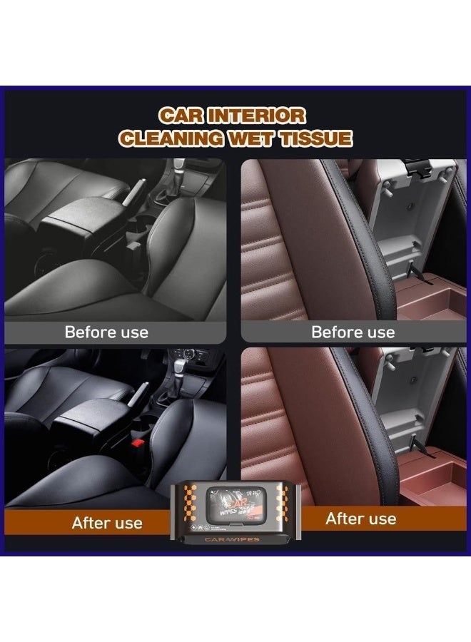 Car Cleaning Wet Wipes – Multi-Purpose Interior & Leather Cleaning Wipes for Car, Bags & Leather Shoes – 2 Packs (80 Wipes Each) - Image 3