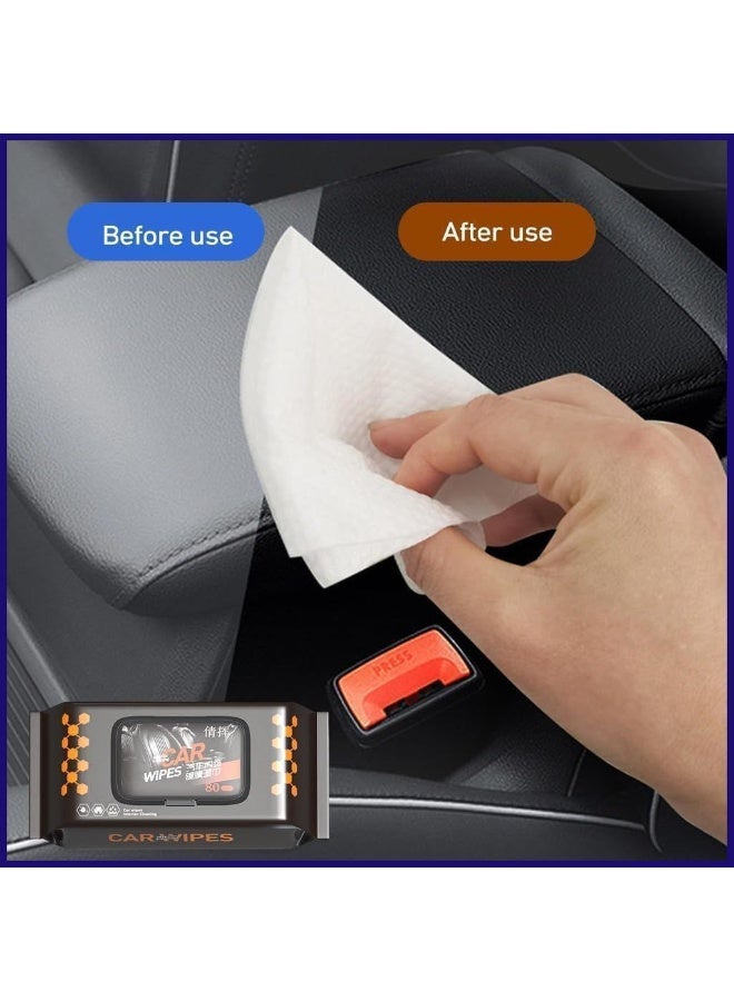 Car Cleaning Wet Wipes – Multi-Purpose Interior & Leather Cleaning Wipes for Car, Bags & Leather Shoes – 2 Packs (80 Wipes Each) - Image 4