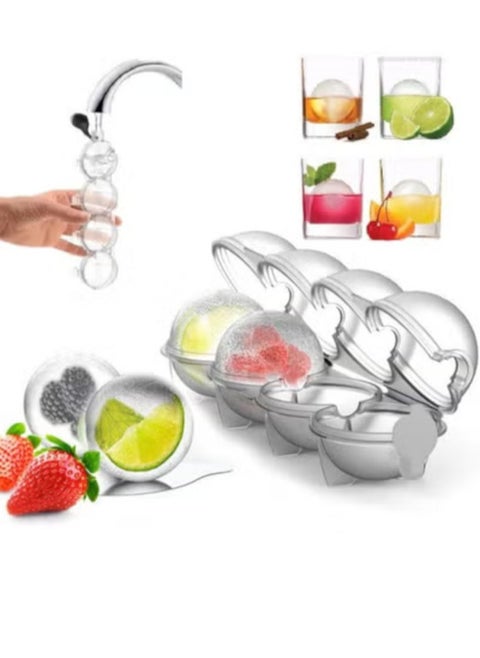 4 Hole Ice Cube Makers Round Ice Hockey Mold  Ball Ice Mould  Party Kitchen Ice Box Ice Cream Maker Tool