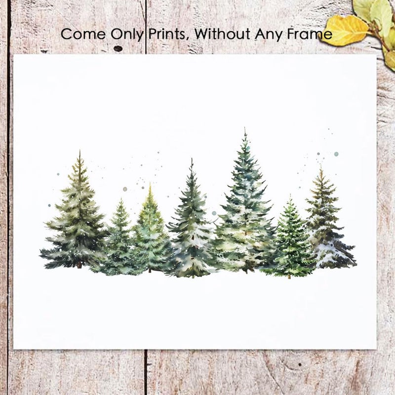 ZEARPT Christmas Tree Print  Winter Landscape  Watercolor Christmas Tree Painting Print  Pine Tree Art  Farmhouse Christmas wall art  Winter Wall Art - Image 1
