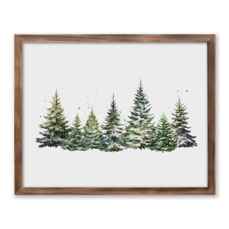 ZEARPT Christmas Tree Print  Winter Landscape  Watercolor Christmas Tree Painting Print  Pine Tree Art  Farmhouse Christmas wall art  Winter Wall Art - Image 2