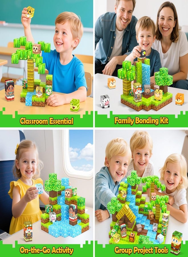 Gooidea 150 Magnetic Blocks - Mine Magnet Game Building Craft, STEM Constructions Toy, Jungle Animals, Sensory Stacking Cubes Kids Toys, Christmas Birthday Gifts for Boys Girls Age 3-5, 5-7, 4-8, 8-12 - Image 5