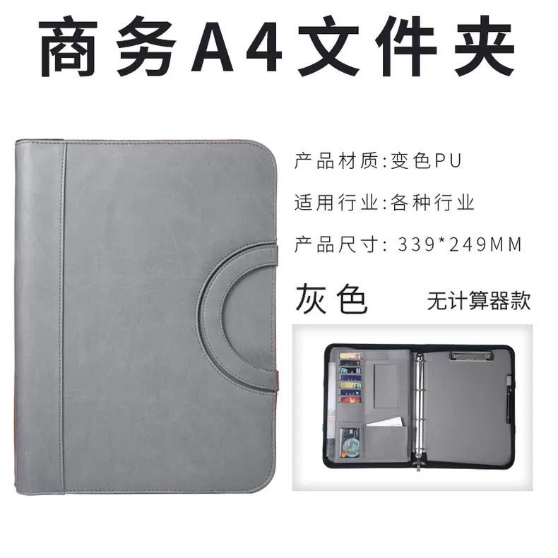 Zhe Ben Hang Multifunctional Leather A4 Zipper File Folder with Handle, Large Capacity Business Meeting Manager Organizer - Image 1