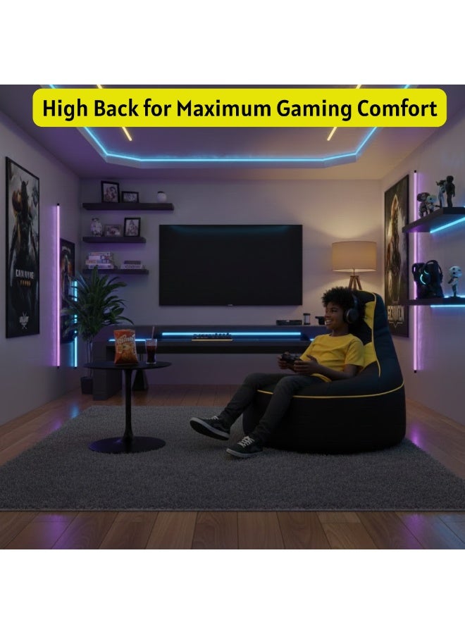 Premium Filled Gaming Bean Bag Chair – High-Back Quilted Seat, Side Pockets, Headphone Hanger & Water-Repellent Fabric – Ergonomic Support for Gaming, Lounge & Movie Nights - Image 5