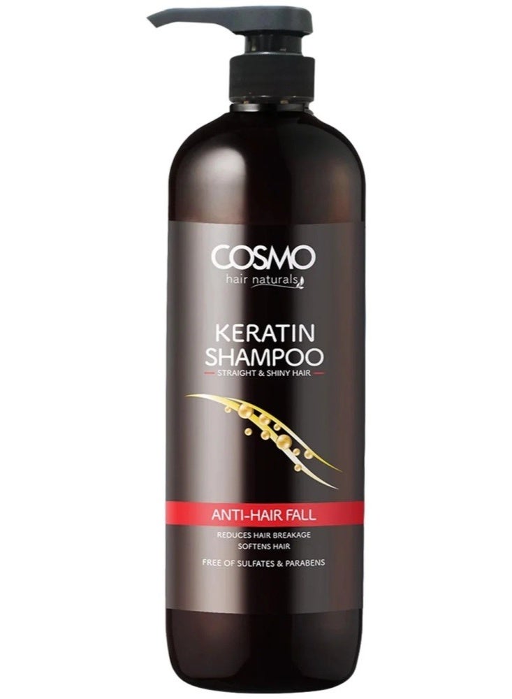 كوزمو شامبو كوزمو بالكيراتين ضد تساقط الشعر 480مل هو تركيبة غنية بالكيراتين تعمل على تقوية الشعر من الداخل، وتقليل تكسره، وتحسين صحة ومرونة خصلات الشعر، بالإضافة إلى توفير ترطيب عميق له. يساعد هذا الشامبو في تغذية وتقوية جذع الشعرة لتقليل التساقط وزيادة كثافة الشعر. - Image 3