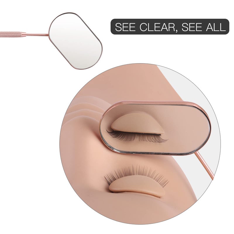 Pretty memory Lash Mirror, 2.2Inches Stainless Steel Makeup Eyelash Mirror, Eyelash Extensions Accessories Supplies, Lash Tech Must Haves (Rose Gold) - Image 3