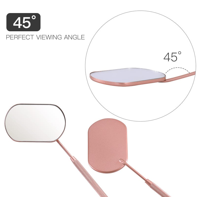 Pretty memory Lash Mirror, 2.2Inches Stainless Steel Makeup Eyelash Mirror, Eyelash Extensions Accessories Supplies, Lash Tech Must Haves (Rose Gold) - Image 5