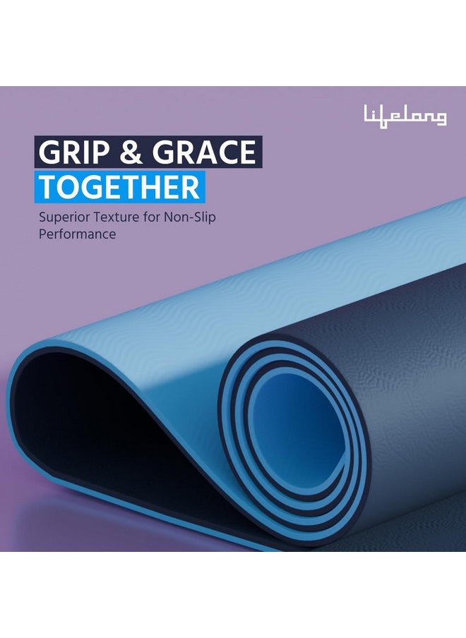 Lifelong Lifelong Dual Color Tpe Material Yoga Mat For Women & Men-6Mm Anti-Slip Workout Exercise Mat For Home Gym-Yoga Mat For Gym Workout & Yoga Exercise(6 Months Warranty,Llym115),Multicolor  - Image 4