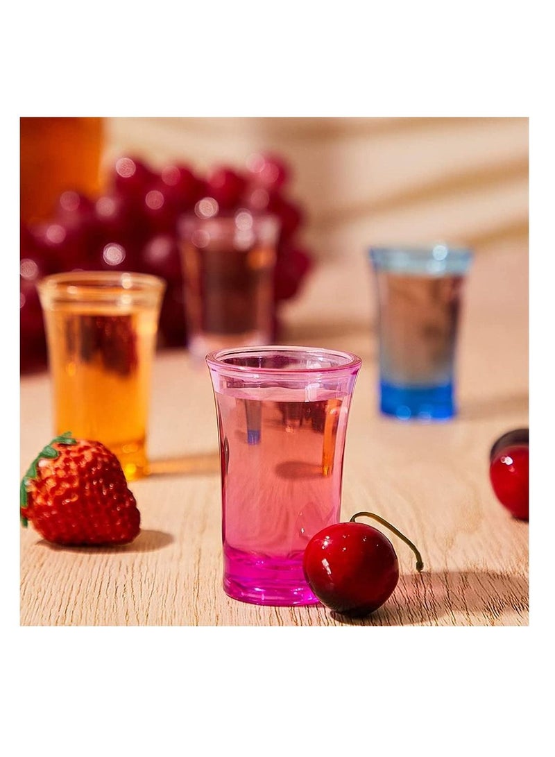 Y&D Acrylic Cups, 12 Pieces Shots Colorful Shot Glasses 1.2-Ounce Heavy Base Plastic Tumblers Drinking for Poolside Party, Stackable, Easy to Clean ( Blue, Purple, Yellow )  - Image 2
