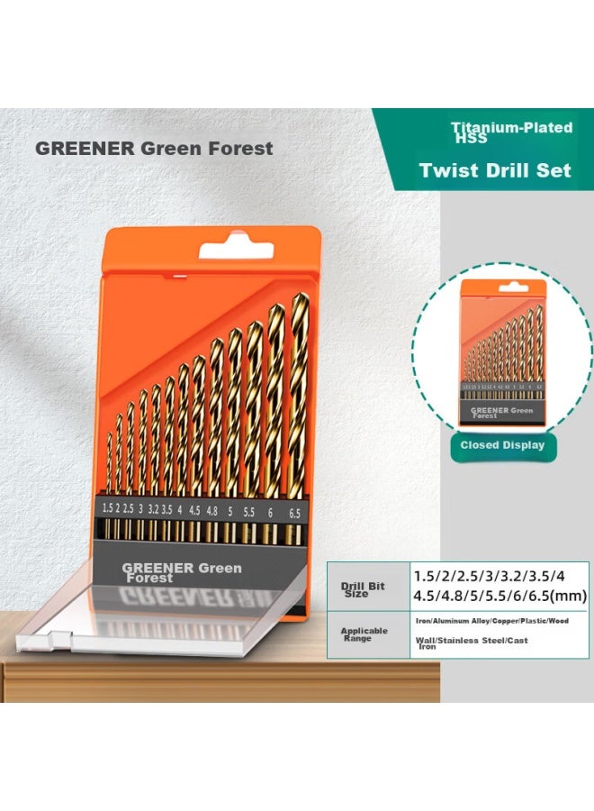 Greener Twist Drill Bit Set, Aluminum Alloy Concrete Drilling Metal Set, Electric Hand Drill, Industrial Grade 13-piece Set - Image 1