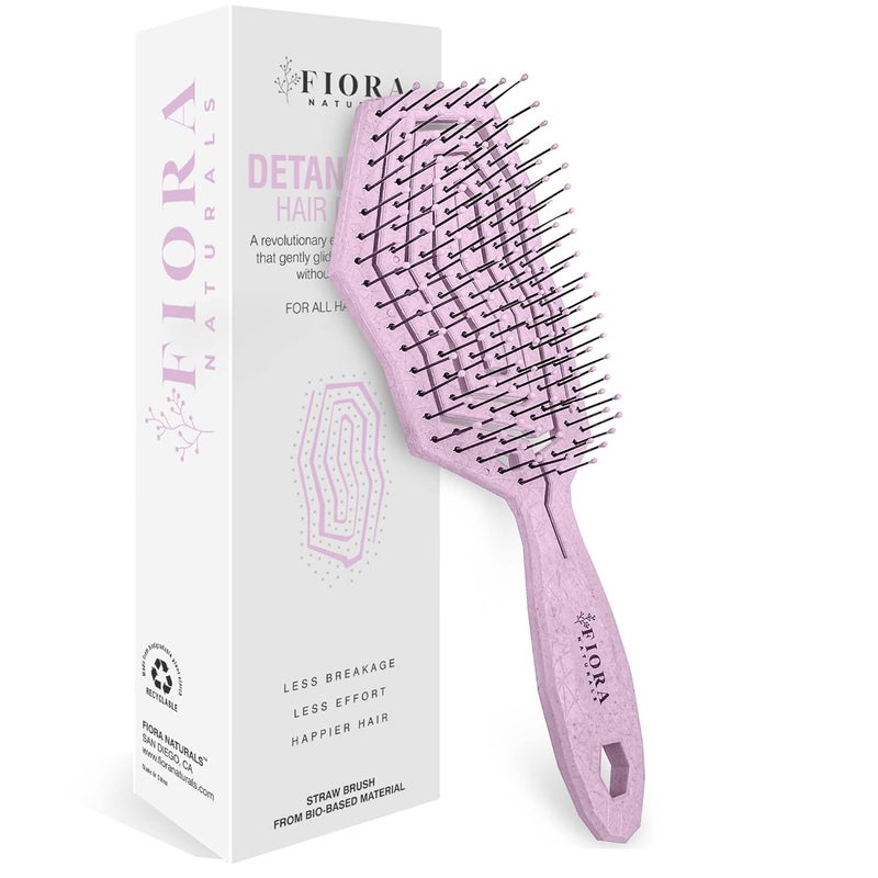 Fiora Naturals Hair Detangling Brush 100 BioFriendly Hair Detangler Brush wUltrasoft Bristles Glide Through Tangles with Ease  For Curly Fine Women Men Kids Toddlers Wet and Dry Hair