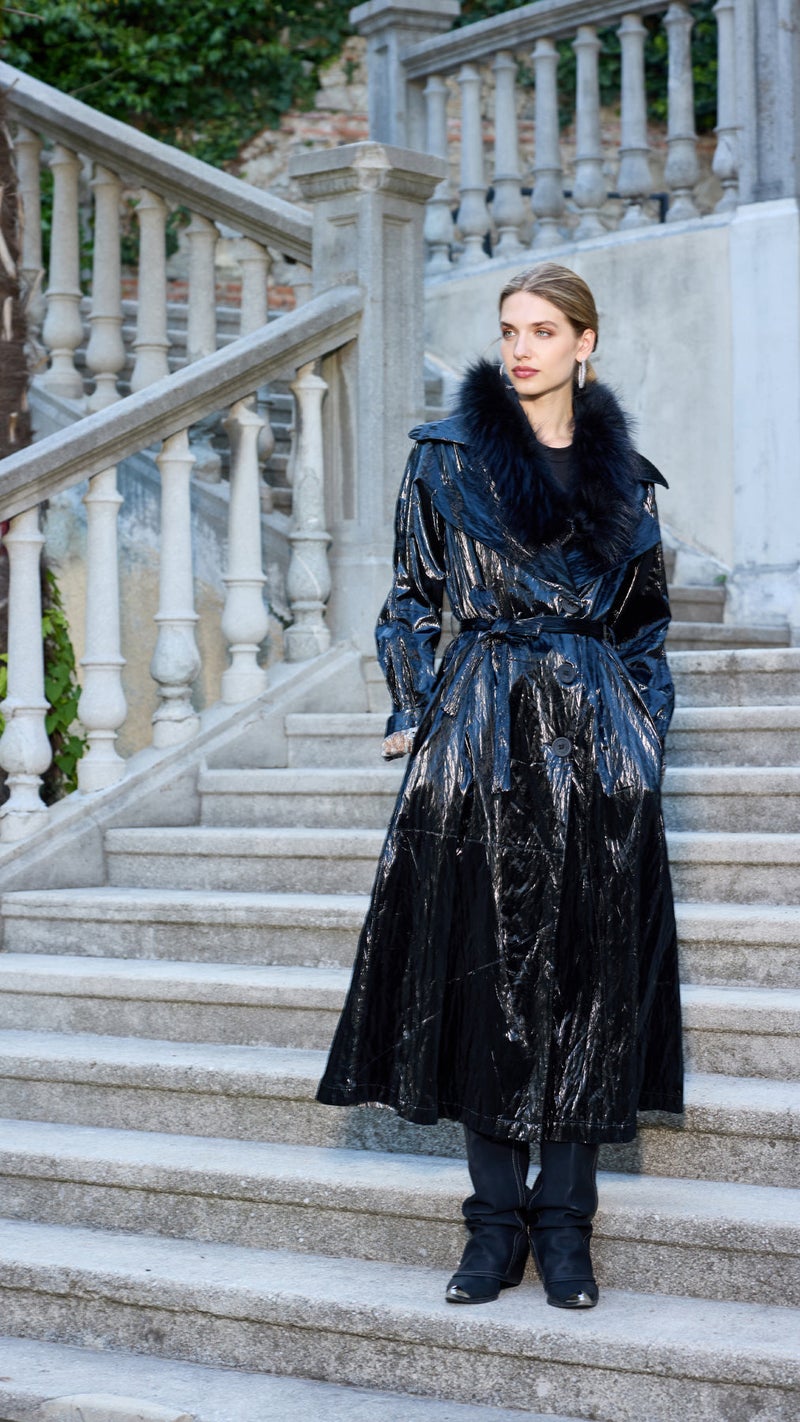 MissWhence Patent Leather Overcoat - Black - Image 2