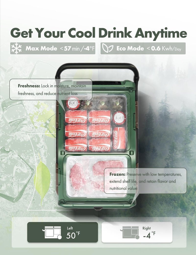 A-Premium 12 Volt Refrigerator 39QT/36.7L Portable Car Fridge Cooler, -4°F~68°F Separated Zone Portable Freezer APP Control with 12/24V DC & 110/240V AC Adapter, for Truck Car Camping RV Roadtrips - Image 5