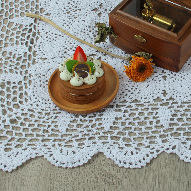 kilofly Handmade Crochet Cotton Lace Table Placemats Sofa Doilies  Square  White  27 inch - Image 3