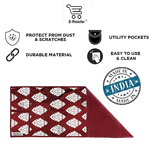 E-Retailer® Polyester 3-Layered Microwave Oven Top Cover With 4 Utility Pockets Suitable for Upto 30 Liter (Color- Maroon, Size-36x14 Inches) - Image 4