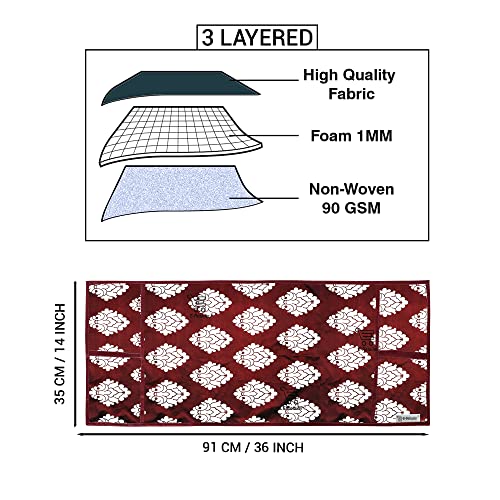 E-Retailer® Polyester 3-Layered Microwave Oven Top Cover With 4 Utility Pockets Suitable for Upto 30 Liter (Color- Maroon, Size-36x14 Inches) - Image 3