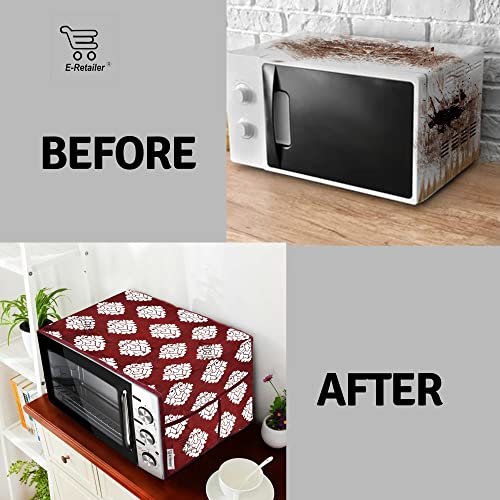 E-Retailer® Polyester 3-Layered Microwave Oven Top Cover With 4 Utility Pockets Suitable for Upto 30 Liter (Color- Maroon, Size-36x14 Inches) - Image 5