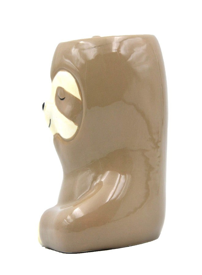 MONMOB 3.9 Inch Ceramic Sloth Shaped Cup Pen Holder Pencil Holder/Sloth Toothbrush Holder Cup Brush Holder Cute Desk Accessories Multipurpose Pot Sloth Gifts Ideal Gifts for Women, Mom or Birthdays - Image 5