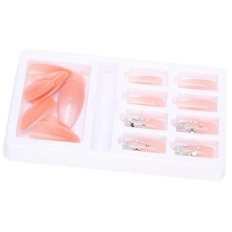 False Nails Tips Reusable Full Cover Fake Artificial Nails Manicure Accessory 24Pcs Kit with Jelly Glue Nail File for Wedding Prom Date Safe ABS Material (F745-9) - Image 3