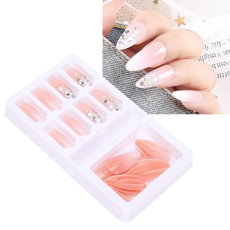 False Nails Tips Reusable Full Cover Fake Artificial Nails Manicure Accessory 24Pcs Kit with Jelly Glue Nail File for Wedding Prom Date Safe ABS Material (F745-9) - Image 4