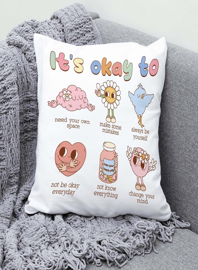 Decorbox OK To Feel All Feel 18x18 Inch Throw Pillow Cover,Emotion Therapist Psychology Counselor Cushion Case,Mental Health Therapy Room Classroom Office Home Teacher Student Kid Gift Soft Pillowcase - Image 3