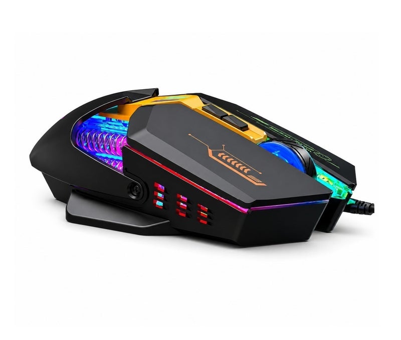 أيسر ماوس ألعاب سلكي OMW212، مزود بـ 7 أزرار قابلة للبرمجة، إضاءة RGB، دقة تصل إلى 7200 نقطة في البوصة (DPI)، منفذ USB، لون أسود. - Image 2