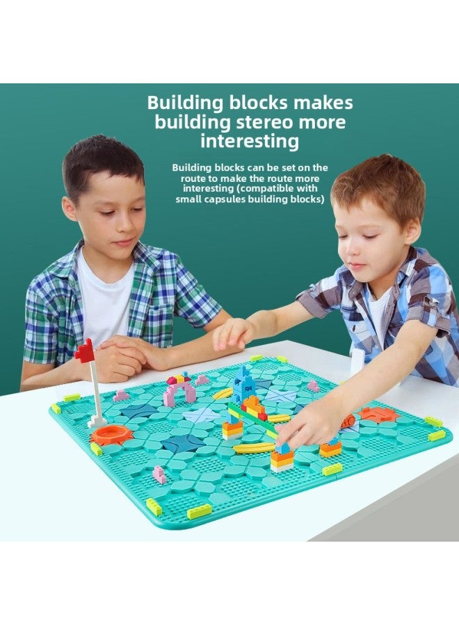 Children's Puzzle Road Building Maze Logical Thinking Reasoning To Create Road Intelligence Assembly Customs Back To Force Table Game-Color:Abs-lulu Maze [bs805-with 2 Cars And 6 Balls-english Box] 1300g - Image 2