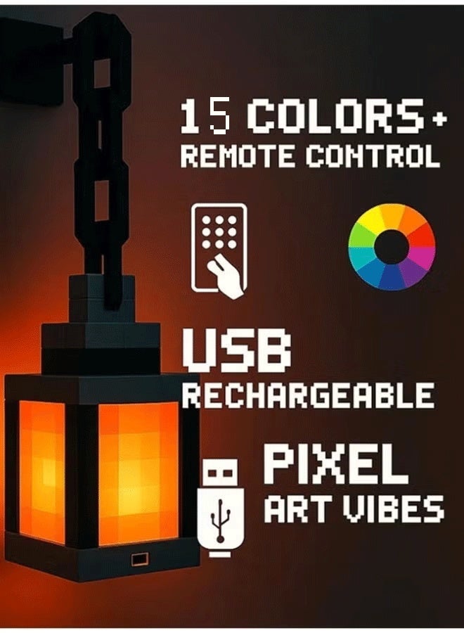 Minecraft Rechargeable Lantern Night Light ,LED 15 Color Changing Gaming Lamp with Remote Control for Kids' Bedroom & Wall Decor - Image 2