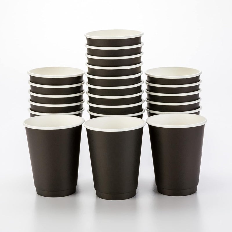 Restaurantware 500-CT Disposable Black 12-oz Hot Beverage Cups with Double Wall Design: No Need for Sleeves - Perfect for Cafes - Eco Friendly Recyclable Paper - Insulated - Wholesale Takeout Coffee Cup - Image 1