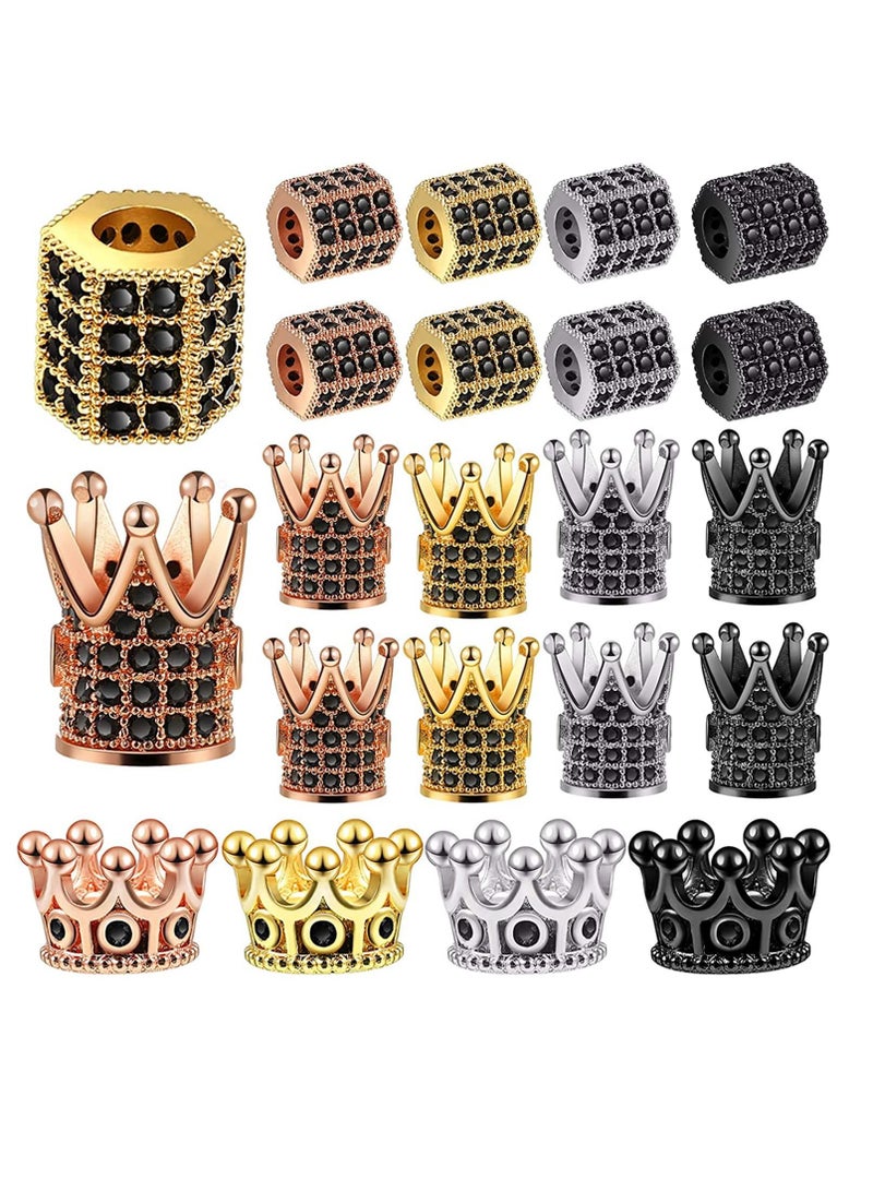 KASTWAVE King Crown Charms Beads Hexagon Spacer Beads Set Rhinestone Charm Hexagon Big Hole Bracelet Connector - Image 1
