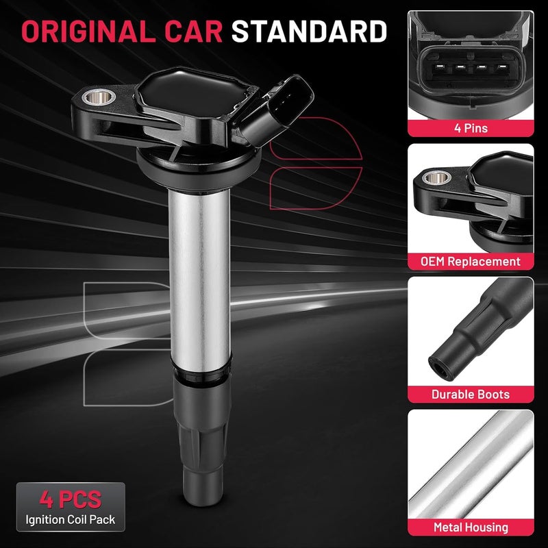 BDFHYK Ignition Coil Pack Set of 4 for Toyota Corolla, Matrix, Prius, Lexus CT200h, Pontiac Vibe, Scion iM xD 1.8L - Image 4