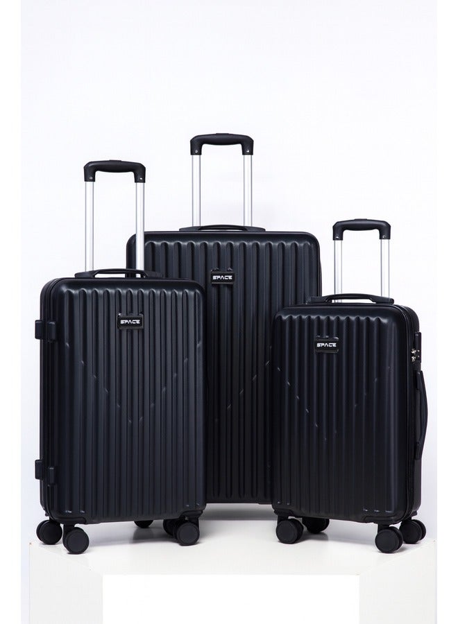 Space Luggage Set of 3 Hardside with Spinner Wheels & Lightweight ABS Luggage for Travel, 28/24/20-Black - Image 1