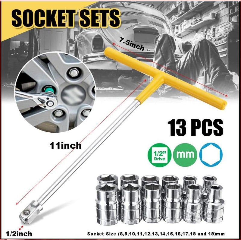 Inditrust DUMDAAR DM 13pc 1/2inch T handle Wrench Socket Set Hardware Car Boat Motorcycle Repairing Tools Kit - Image 4