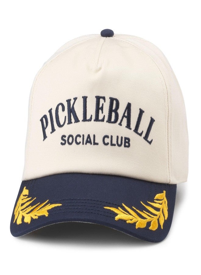 الإبرة الأمريكية قبعة بيسبول قابلة للتعديل من AMERICAN NEEDLE، طراز Pickleball Club Captain، لون عاجي/كحلي (24002A-PBALL-INVY) - Image 1